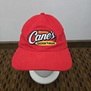 Raising Cane’s Chicken Fingers Red Adjustable Strapback Hat Cap Restaurant Logo